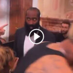 James Harden panics as his girlfriend catches the bouquet