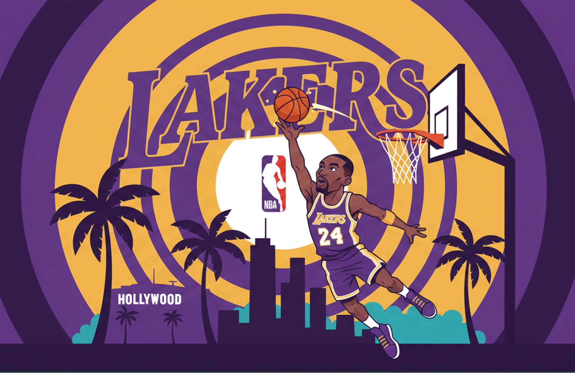 Kobe Bryant Lakers illustration representing record-breaking auction items
