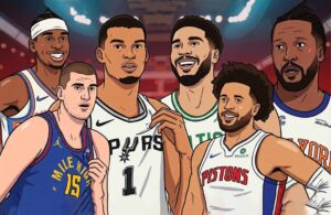 Basketball players representing NBA Playoffs 2026 showcasing unexpected playoff action